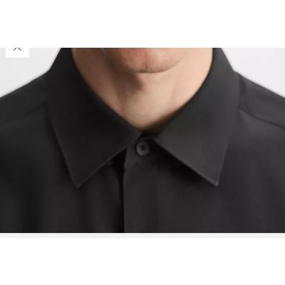 Zara Men Dress Preppy Stretch Button Down Shirt Black Size Large NWT - Picture 3 of 13